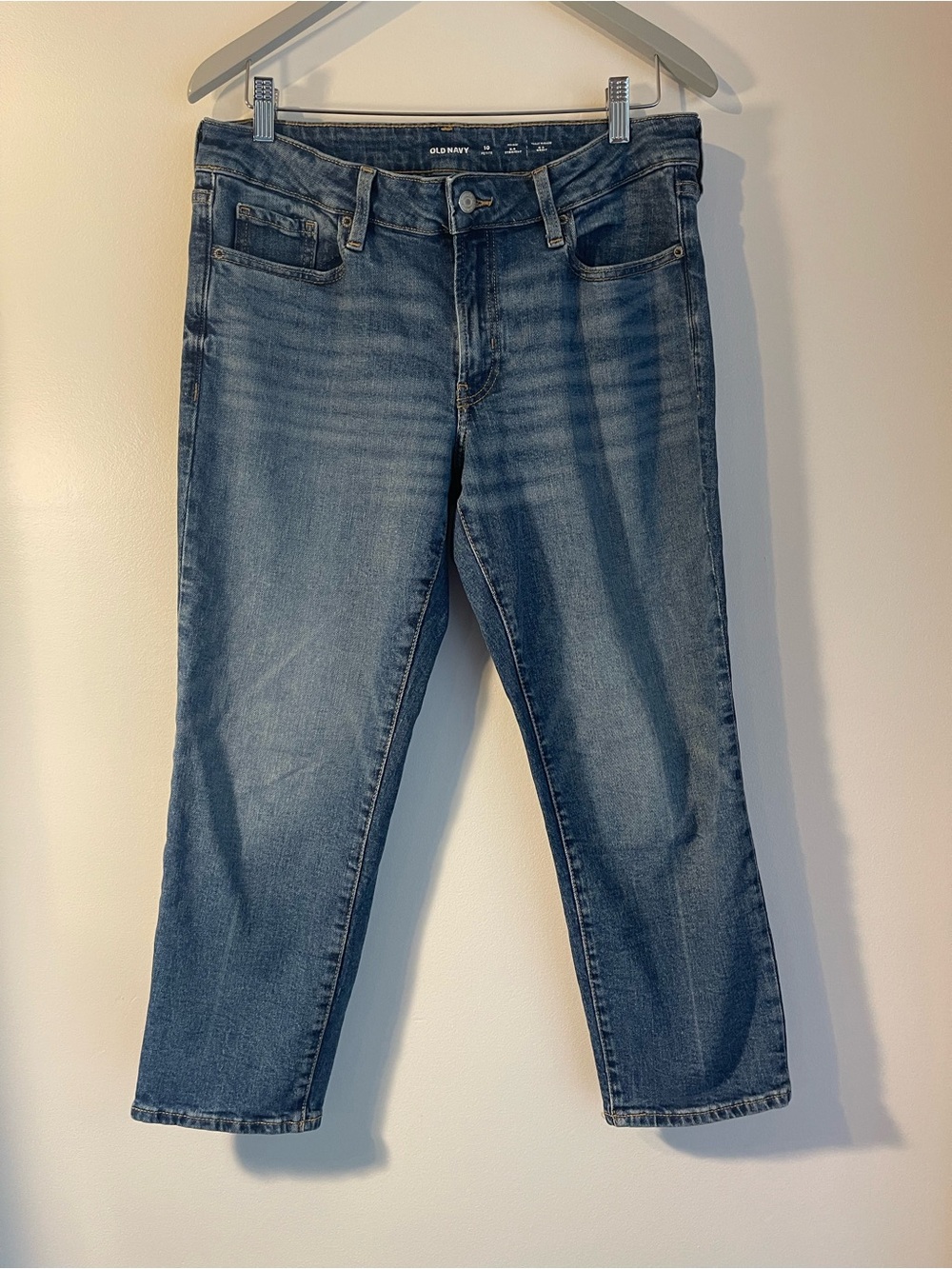 Old Navy Mid Rise Straight Medium Wash Ankle Denim Jeans 10 Petite